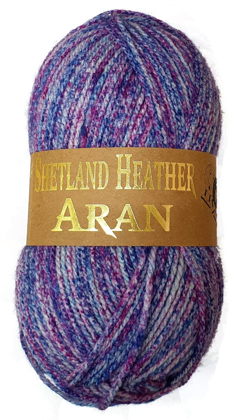 Shetland Heather Aran 100g Midnight Blues